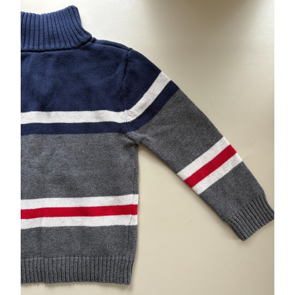 IZOD‎ Sweater Pullover 1/4 Zip Boys XS (4/5) Blue Gray Red White Logo Preppy - Picture 5 of 7